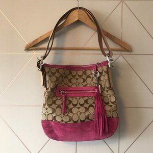 Coach Convertible Canvas Suede Crossbody Purse